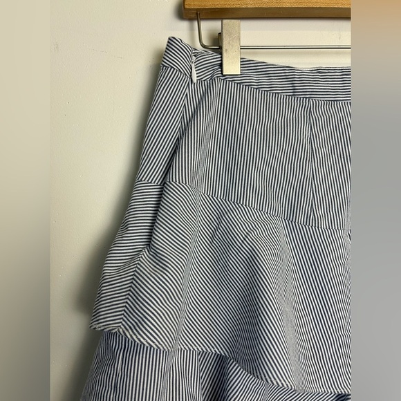 Cece Striped Women’s Size 8 Elegant Blue Tiered Midi Skirt Zip Pull on Old Money - Picture 5 of 10